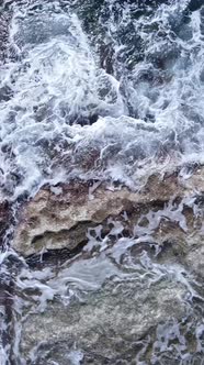 Vertical Video of Sea Water Near the Seashore Slow Motion