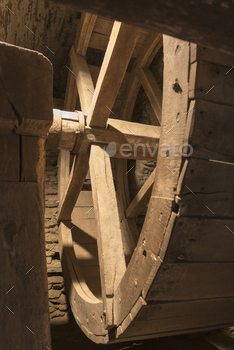 inside old wheel of a mill