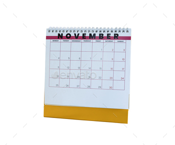 November 2024 calendar. Page of the annual a desk calendar isolated on transparent background.