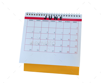 June 2024 calendar. Page of the annual a desk calendar isolated on white background. clipping path