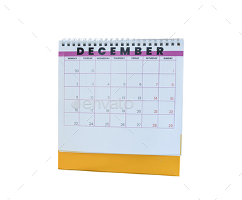 December 2024 calendar. Page of the annual a desk calendar isolated on white background.