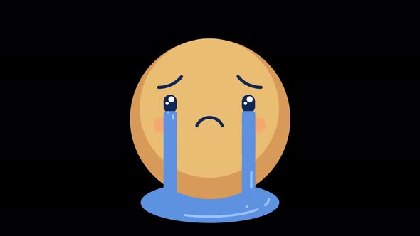 Animated Emoji Crying Face Infinite loop alpha channel transparent background 4K