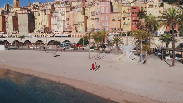 Menton France Colorful City View on Old Part of Menton ProvenceAlpesCote d'Azur France