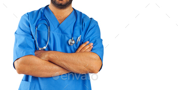 Medical assistant with stethoscope .