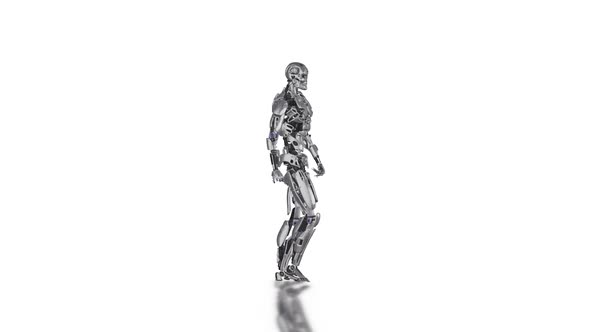 Humanoid Android Robot Walks In Isolated White Background Hd