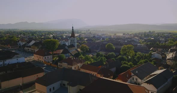 Aerial Panorama Of The Rasnov City