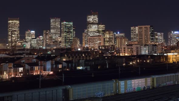 Denver Night Skyline Timelapse