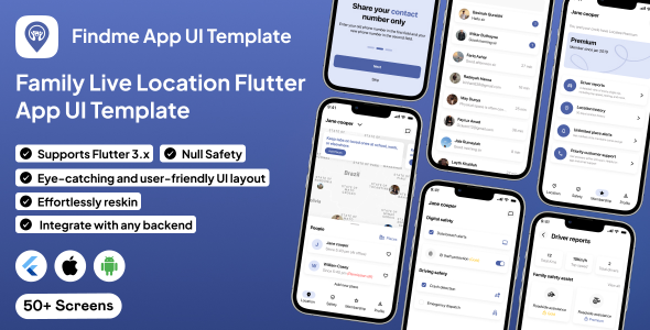 Findme UI template | Family Location Tracker App in Flutter | Navigation Assistant App Template
