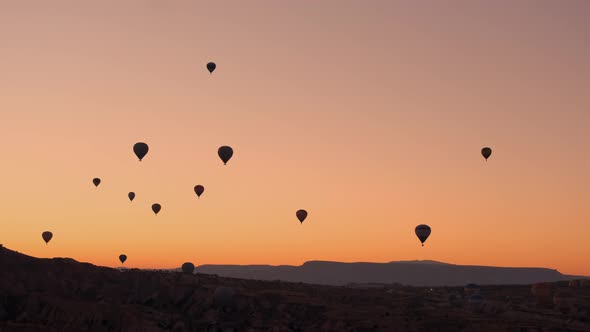 Turkey Sunset Cappadocia And Balloons