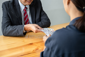 Bribe employer is offer terms to the businessman for signing on contract while making corruption