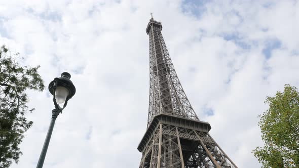 Day in the PAris France near Eiffel tower monument slow pan 4K 2160p 30fps UltraHD footage - Champc 