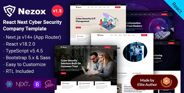 Nezox - Cyber Security Company React Nextjs 14+ Template