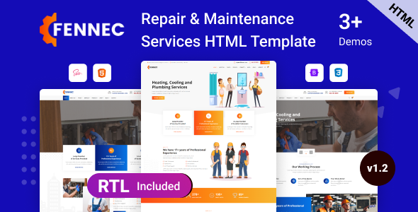 Fennec - Repair & Maintenance Services Bootstrap 5 Template