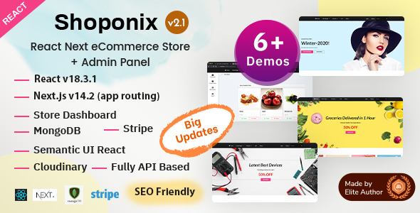 Shoponix | Multi-Vendor Marketplace eCommerce Store + Admin Panel with React Nextjs 14+