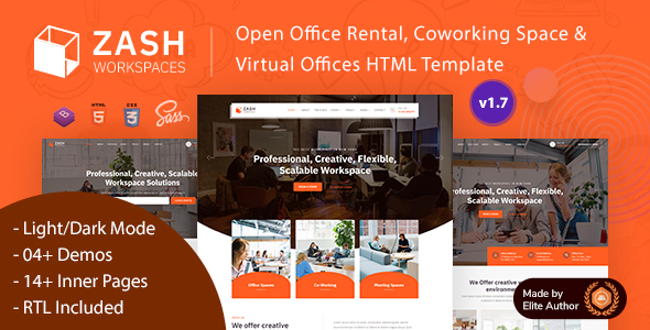 Zash - Office Rental & Coworking Space Bootstrap 5 Template