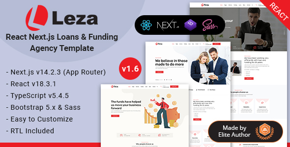 Leza - Loans Funding & Financial Agency React Nextjs 14+ Template