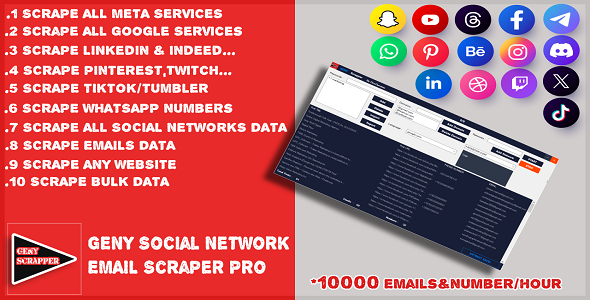 Deny Social Network Bulk Scraper - Scrape emails and phone numbers Data Extractor