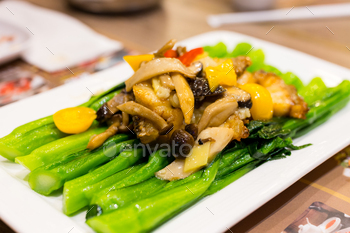 Vegetable with mushroom dish in the restaurant