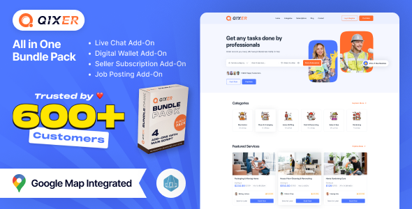 Universal Addon Bundle for Qixer – Handyman Service Marketplace and Home Service Finder