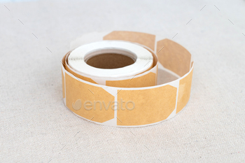 Roll of adhesive price tag label mockups