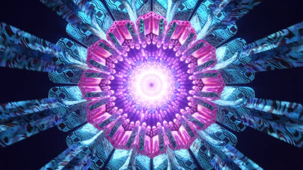 Psychedelic Mandala Kaleidoscope New Age Virtual Digital Oriental Background 3d Seamless Loop Vj Art