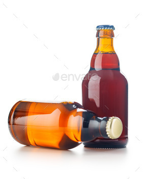 Bottles of beer isolated on white background.