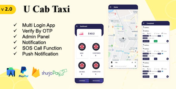 UCab Taxi App | On Demand Taxi App | Taxi App Payment Gateway | Login with Phone Number | KM Radius