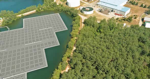 Ecological Energy Renewable of Solar Power Station Float on Water Pond the Electric Power