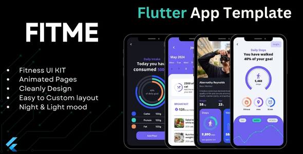 FitMe, Flutter fitnness mobile app template