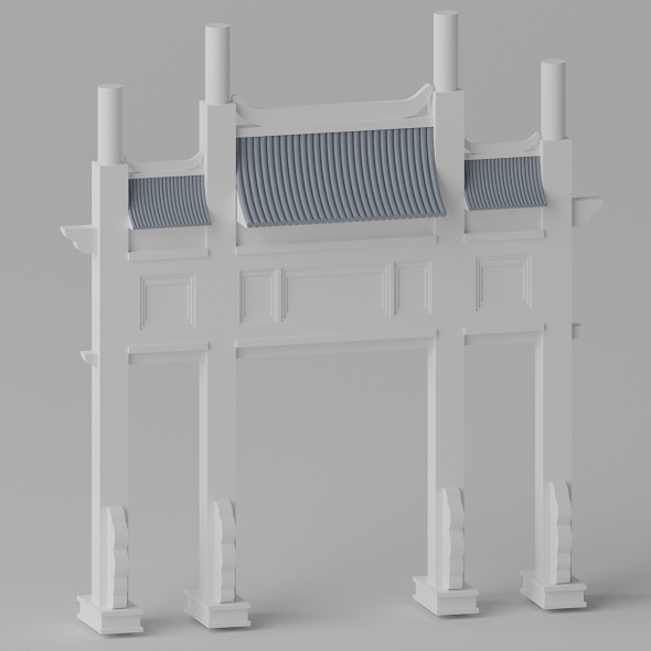 Cartoon Ancient Chinese Gate 3D model