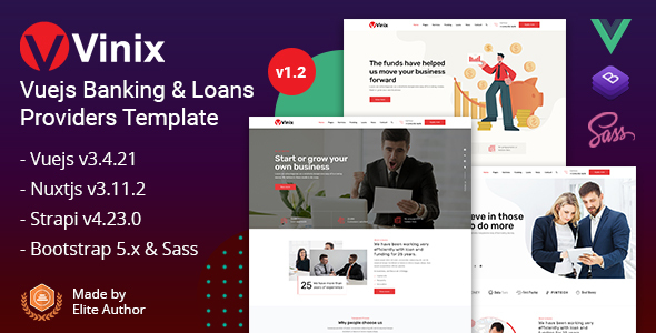 Vinix - Nuxtjs Strapi 4+ Banking & Loans Services Template