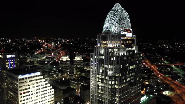 Aerial video Downtown Cincinnati Ohio