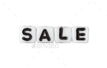 Dices with letters forming word: sale