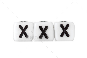 Dices with letters forming word: xxx