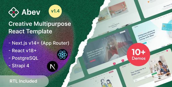 Abev - Creative Multipurpose React Next.js 14+ Template with Strapi 4