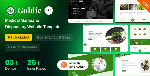 Goldie - Medical Marijuana Dispensary Website Bootstrap 5 Template