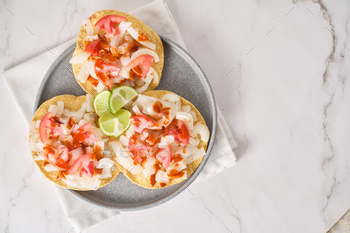 Authentic cueritos toast from mexico with vegetables