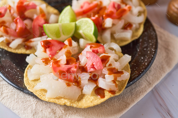 Authentic cueritos toast from mexico with vegetables