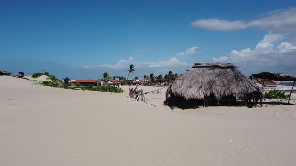 Sand dunes mountains and rain water lagoons at northeast brazilian paradise.