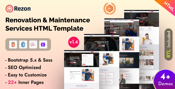 Rezon - Renovation & Maintenance Services Bootstrap 5 Template