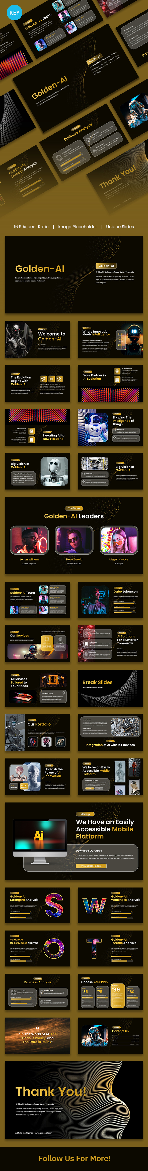 Golden-AI - Artificial Intelligence AI Presentation Template