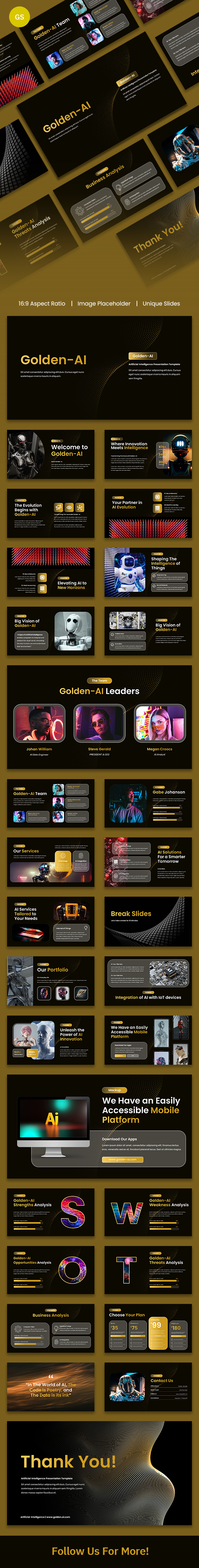 Golden-AI - Artificial Intelligence AI Presentation Template