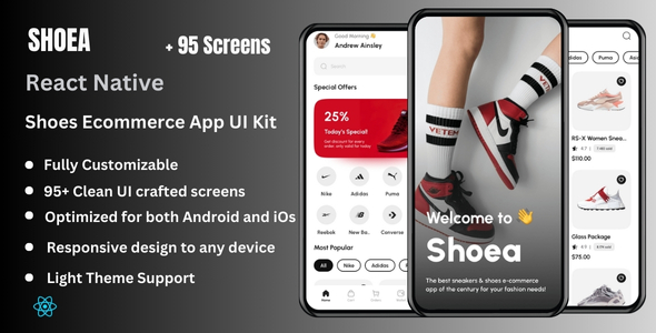 Shoea - Sneakers & Shoes eCommerce React Native CLI Ui Kit