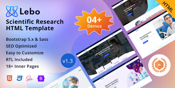 Lebo - Scientific Research & Laboratory Bootstrap 5 Template