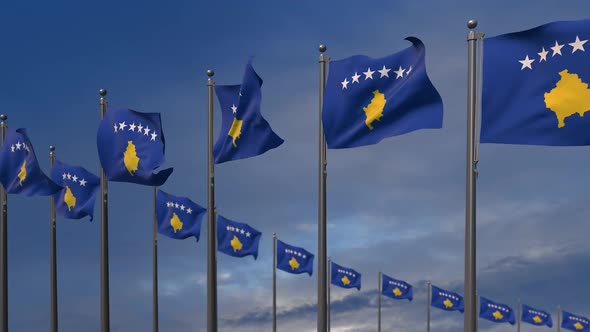 The Kosovo Flags Waving In The Wind  - 2K