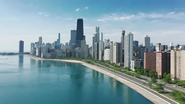 Beautiful Cityscape Chicago USA Cinematic City Coastline Summer View