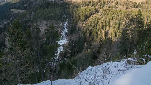 Sunset over Forest Waterfall