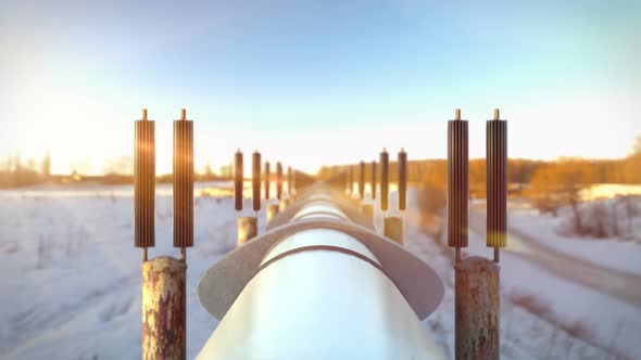 Industrial View Above Oil and Natural Gas Pipeline