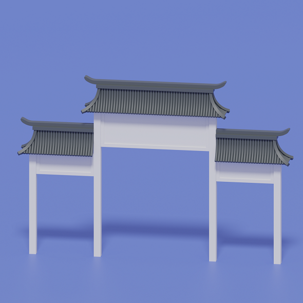 Cartoon Ancient Chinese Gate 3D model