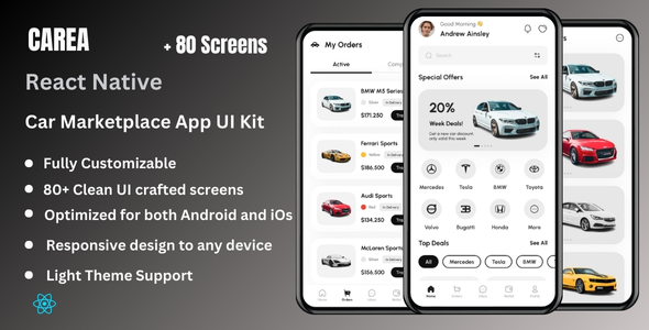 Carea - Car Marketplace React Native Expo App Ui Kit